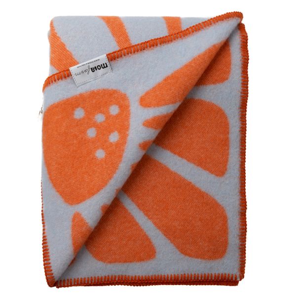 Ullpledd SOMMER orange/lysbl&aring;